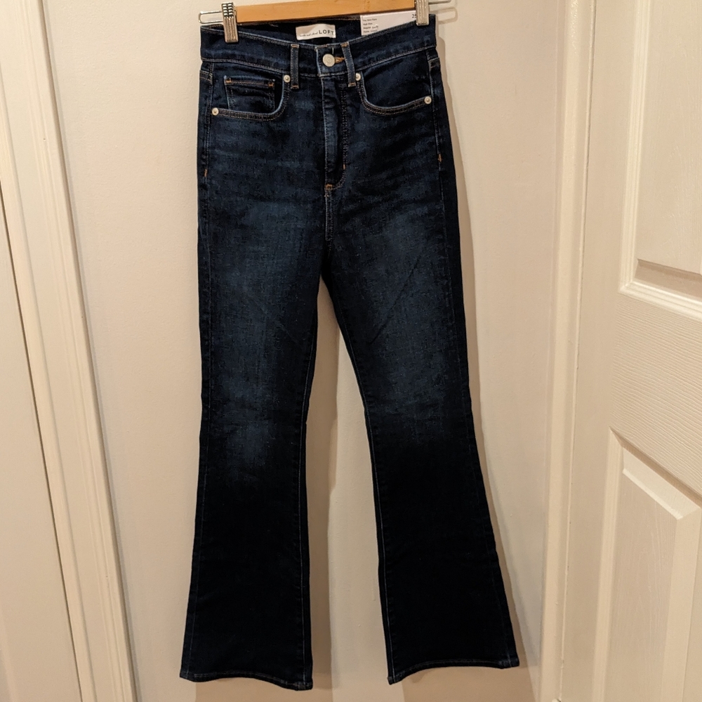 LOFT - High Rise Slim Flare Jeans in Dark Wash - 0P NWT